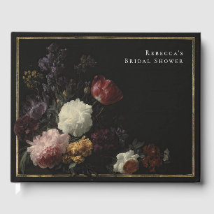 Romantic Moody Black Gothic Florals Bridal Shower Guest Book
