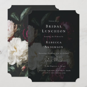Romantic Moody Black Gothic Florals Bridal Shower Invitation