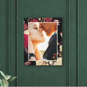 Romantic Moody Floral Photo Black Canvas Print