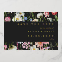 Romantic Moody Floral Wedding Save The Date GOLD