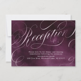 Romantic Moody plum calligraphy wedding reception Invitation