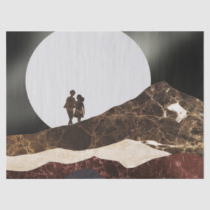 Romantic Moonlit Marble Landscape Tissue Paper