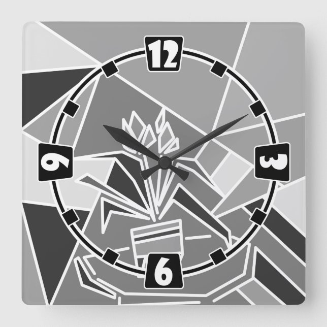 Romantic mosaic texture elements vitrage flowers f square wall clock (Front)