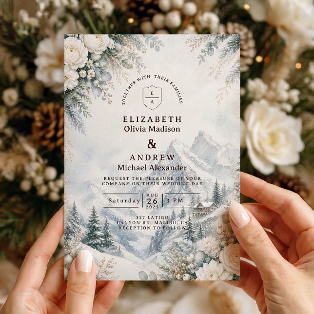 Romantic Mountain Winter Wedding Invitation (Creator Uploaded)