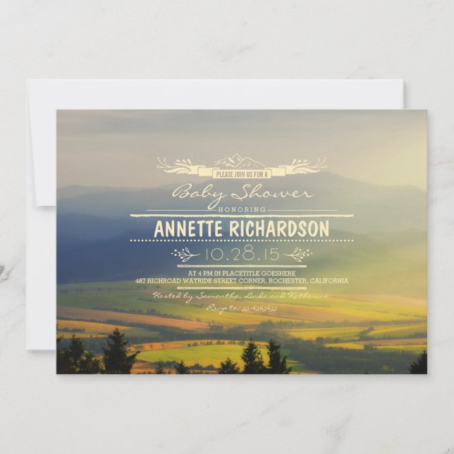 Romantic Mountains Baby Shower Invitations (Front)
