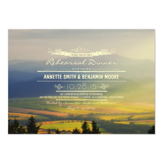 Romantic Mountains Rehearsal Dinner Invitations