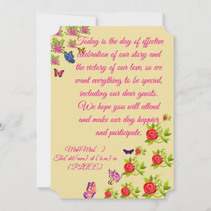 Romantic Multilingual Wedding Invitationn Invitation