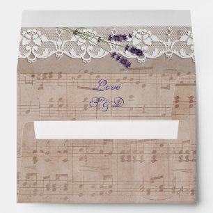 Romantic Music Sheet Lavender Wedding Envelopes