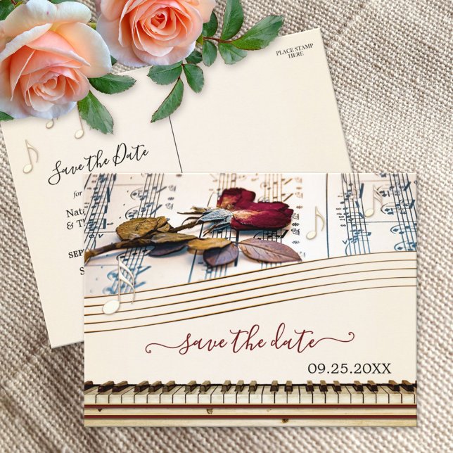 Romantic Music Themed Save the Date Postcard (Creator Uploaded)