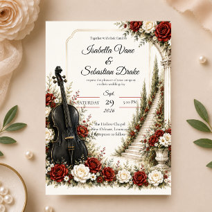 Romantic Musical Garden Elegance Wedding Invitation