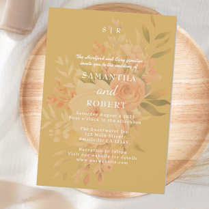 Romantic Mustard Faded Floral Goldenrod Invitation