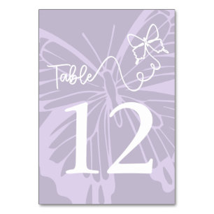 Romantic Muted Lavender Butterfly Garden Wedding Table Number