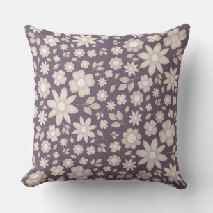 Romantic Muted Plum Watercolor Floral Pattern Cushion