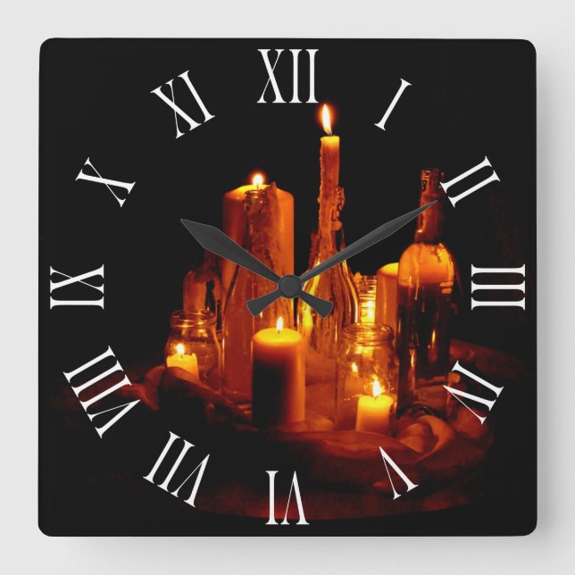 romantic mystical candles wood wall clock (Front)
