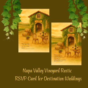 Romantic Napa Valley Vineyard Rustic Wedding RSVP Card