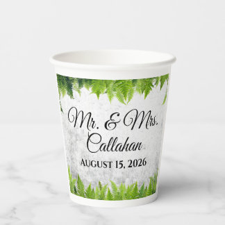 Romantic Natural Ferns Leaves Elegant Greenery Paper Cups