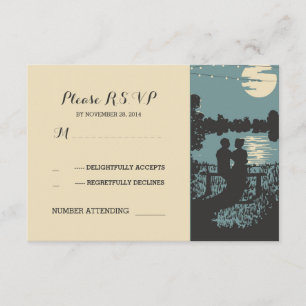 romantic nature and string lights wedding RSVP Card