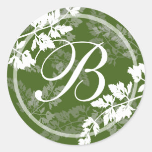 Romantic Nature/ Monogram Classic Round Sticker