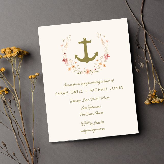 Romantic Nautical Engagement Party Invitation (Romantic Nautical Engagement Party Invitation)