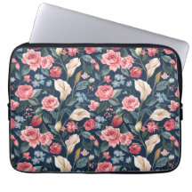 Romantic Navy Blue Floral Garden Pattern