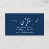 Romantic, Navy Blue, Invitation RSVP, respond
