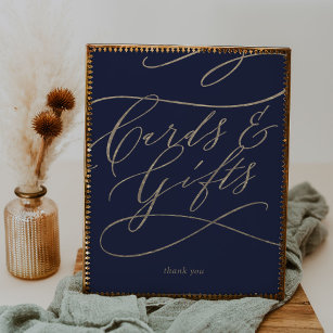 Romantic Navy Calligraphy Cards and Gifts Sign