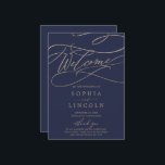 Romantic Navy Calligraphy Flat Wedding Program Programme<br><div class="desc">This romantic navy calligraphy flat wedding program is perfect for a simple wedding. The modern classic design features fancy swirls and whimsical flourishes with gorgeous elegant hand lettered faux champagne gold foil typography. Include the name of the bride and groom, the wedding date and location, thank you message, order of...</div>