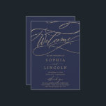 Romantic Navy Calligraphy Flat Wedding Program Programme<br><div class="desc">This romantic navy calligraphy flat wedding program is perfect for a simple wedding. The modern classic design features fancy swirls and whimsical flourishes with gorgeous elegant hand lettered faux champagne gold foil typography. Include the name of the bride and groom, the wedding date and location, thank you message, order of...</div>