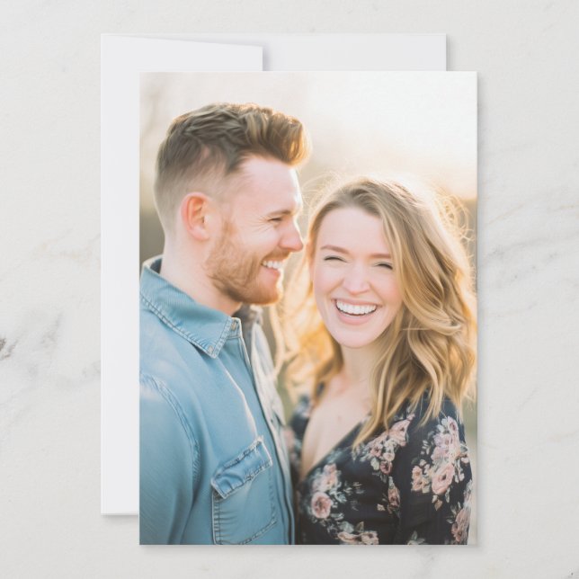 Romantic Navy Floral Photo Invitation (Front)