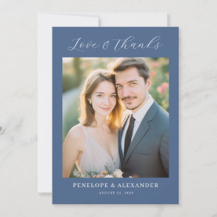 Romantic Navy Minimalist Photo Thank You Card
