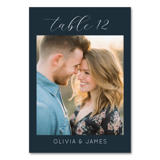 Romantic Navy Photo Table Number (Front)