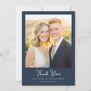 Romantic Navy Photo Thank You Card