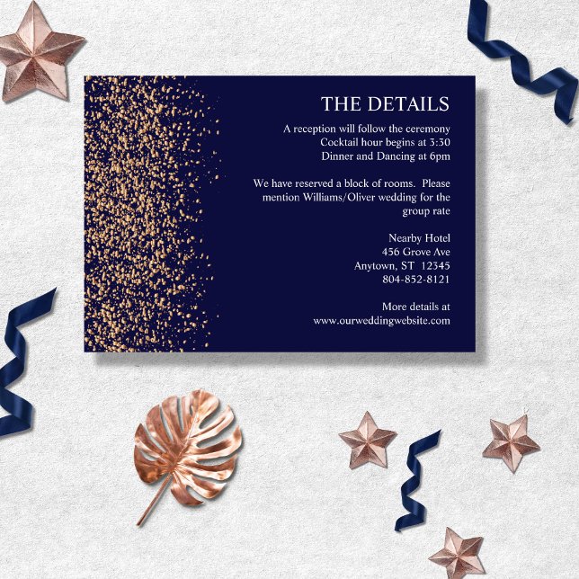 Romantic Navy Rose Gold Stardust Enclosure Card (Creator Uploaded)
