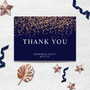 Romantic Navy Rose Gold Stardust Thank You Card