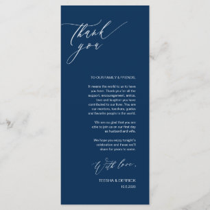 Romantic Navy Script Place Setting Thank You Cards