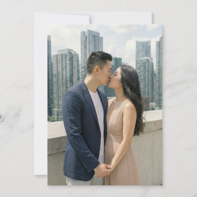 Romantic Navy Urban Photo Invitation (Front)