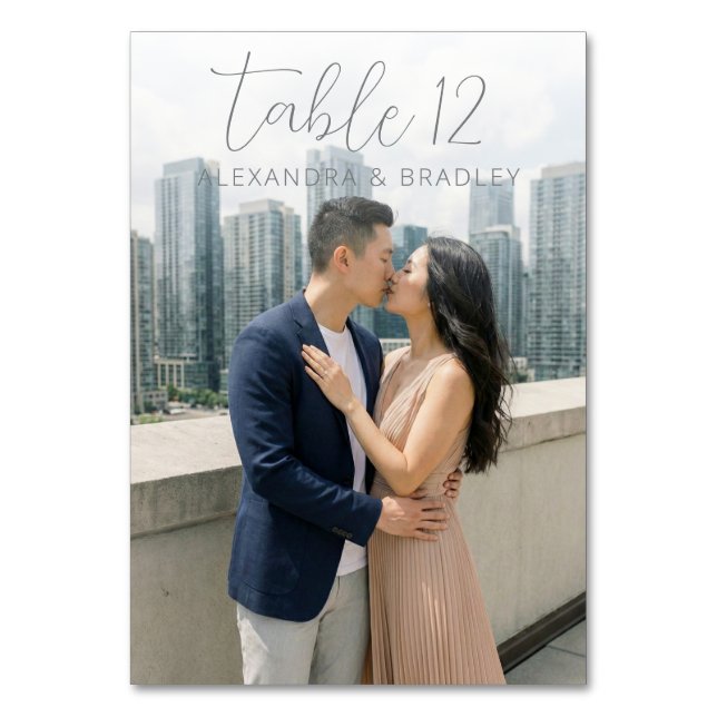 Romantic Navy Urban Photo Table Number (Back)