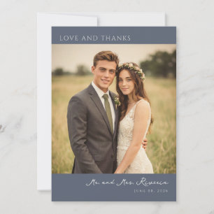 Romantic Navy Wedding Photo Thank You Card
