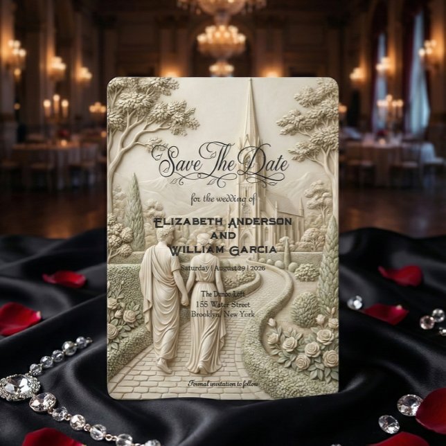 Romantic Neo Classical Cathedral Garden Landscape Save The Date (Creator Uploaded)