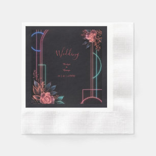Romantic Neon Floral Wedding Arch Glow Napkin