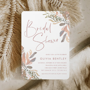 Romantic Neutral Boho Floral Bridal Shower Invitation