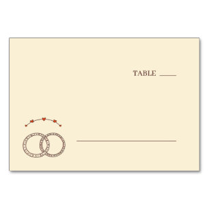 Romantic Neutral Minimalist Rings and Hearts Table Number