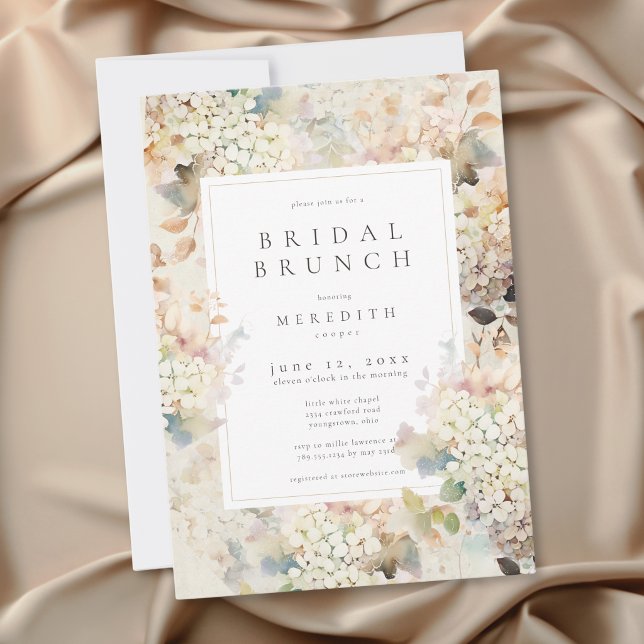 Romantic Neutral Vintage Hydrangeas Bridal Brunch Invitation (Romantic Neutral Vintage Hydrangeas Bridal Brunch Invitation)
