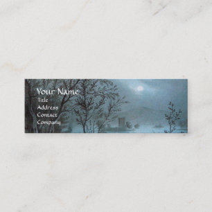 ROMANTIC NOCTURNE LANDSCAPE IN BLUE  pearl paper Mini Business Card