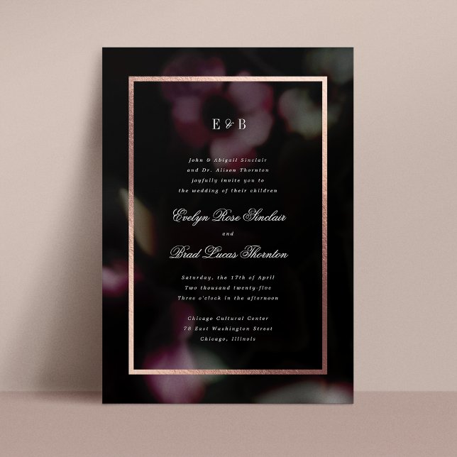 Romantic Noir Foil Frame Wedding Invite (Creator Uploaded)