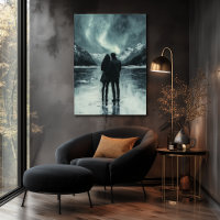 Romantic Northern Lights - Charcoal Art