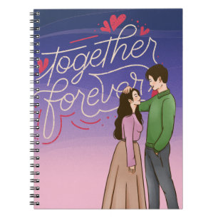 Romantic Notebook Cover with Cute K-Drama Couple
