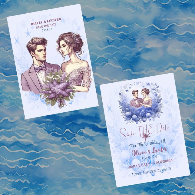 Romantic Ocean Blue Marine Life Shellfish Photo  Save The Date (Romantic Ocean Blue Marine Life Shellfish Photo Save The Date)