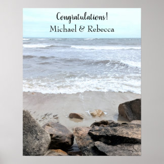 Romantic Ocean Shore Photo Anniversary Wedding Poster