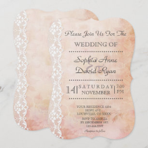 Romantic Old Paper With Roses and Lace Wedding Invitation